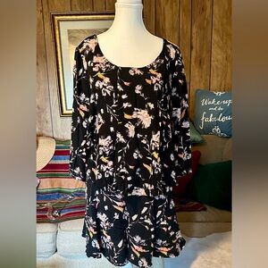 2-PIECE SET: Xhilaration Tropical Print Shorts (L) & Blouse (XL) Set